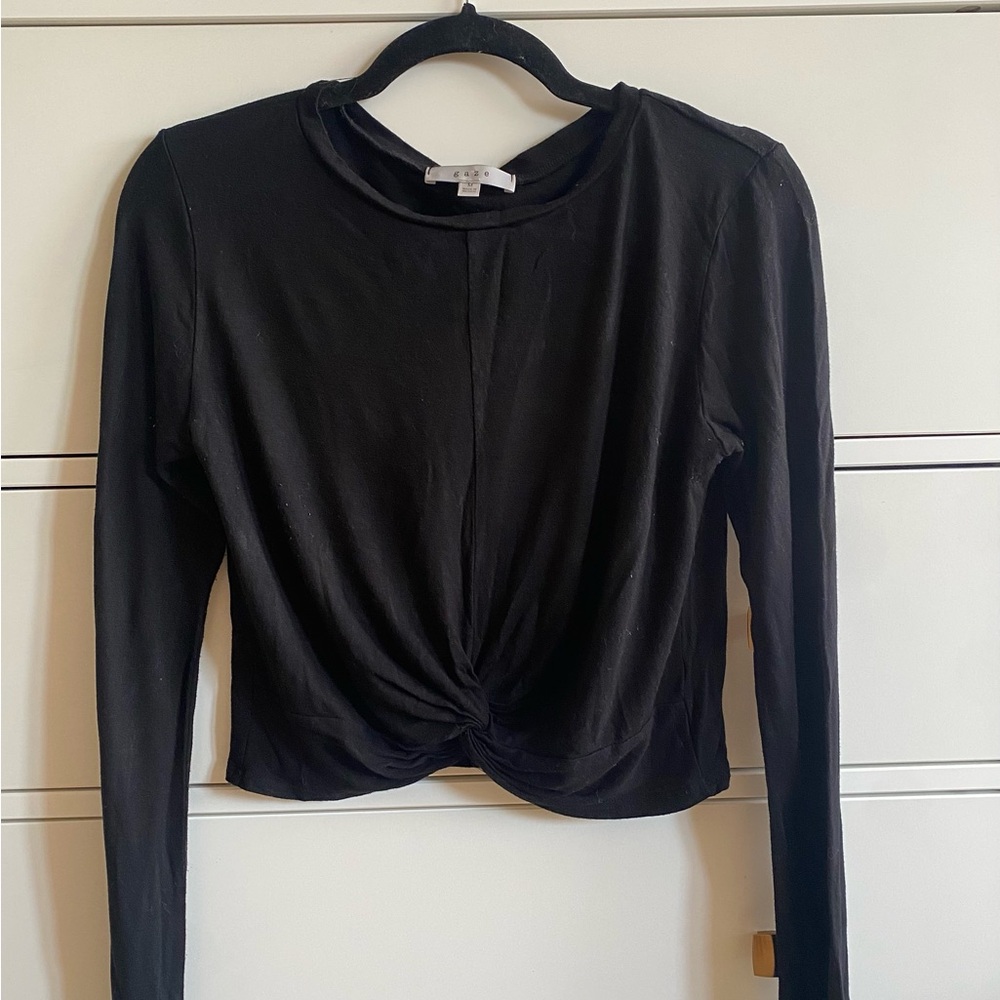 Gaze Black Twist Front Blouse